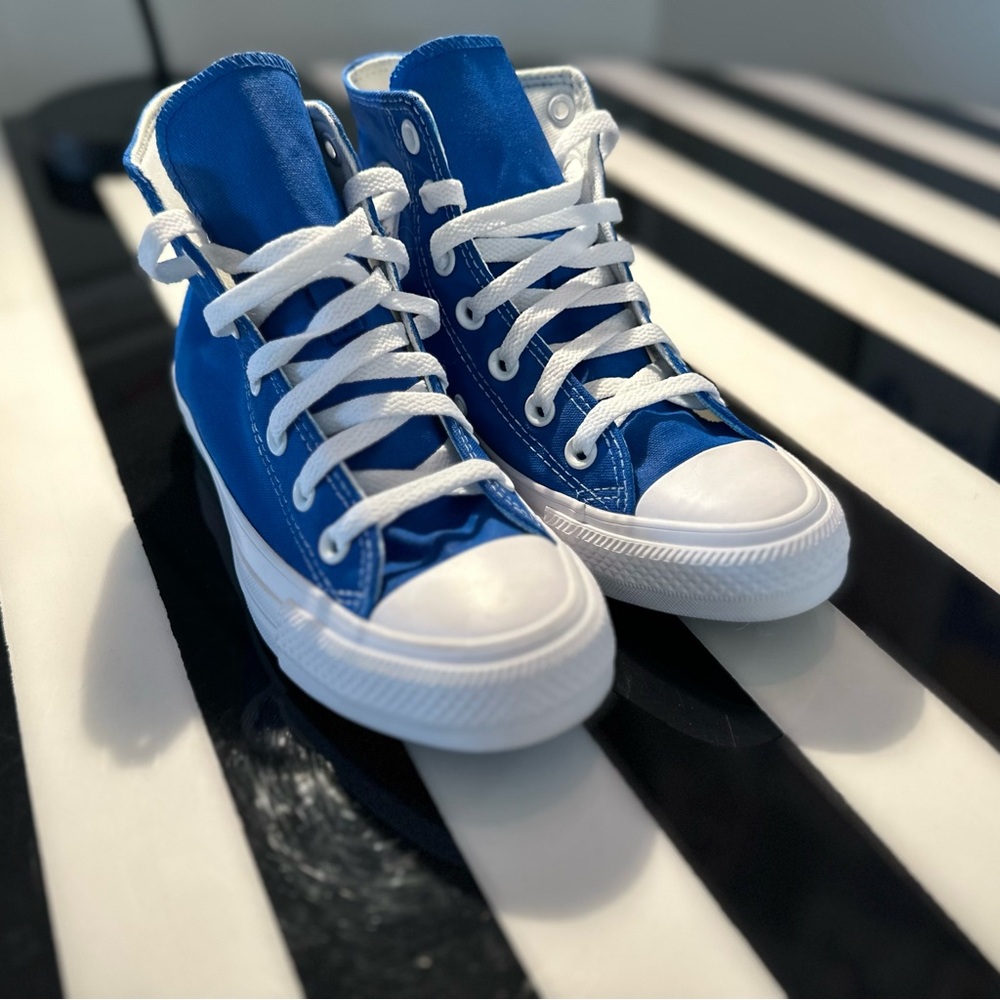 Blue High-Top Converse Sneakers
